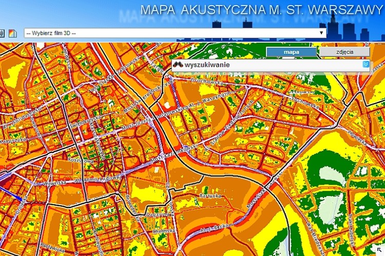 Mapa hałasu w Warszawie